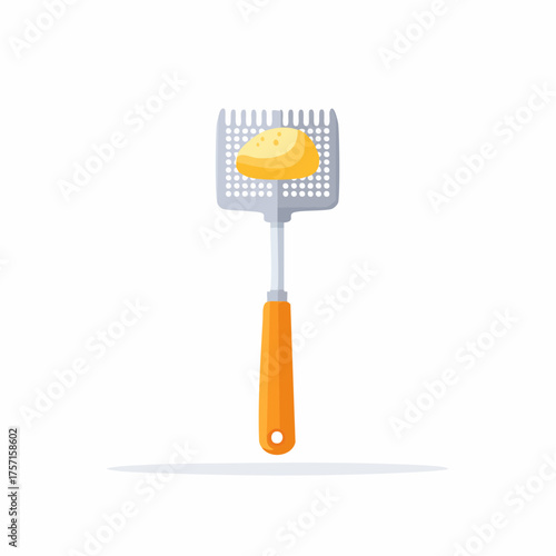 Flat design kitchen potato masher tool with orange handle for mashing potatoes or food
