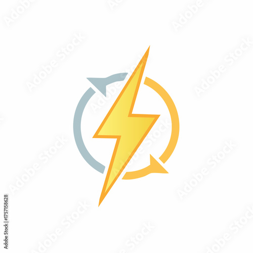 Free Download Energy efficiency and sustainable technology icon with lightning bolt and circular arrows. - GFXLoad