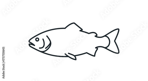 Fish outline icon vector illustration. simple black line drawing of aquatic animal for seafood markets, fishing, marine life, and ocean themes design.