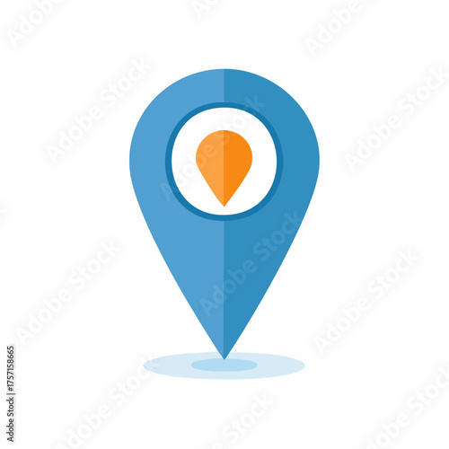 Digital Blue and Orange Location Pin Point Icon Map Marker Symbol Design