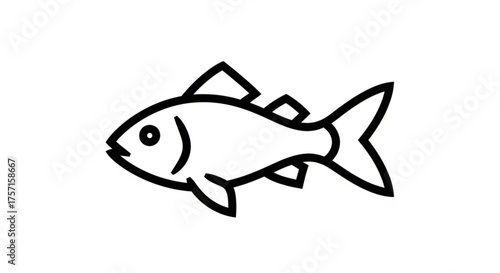 Simple black outline fish icon vector illustration. minimalist marine aquatic animal symbol perfect for web, mobile app, ui, ux, and graphic design elements, clean.