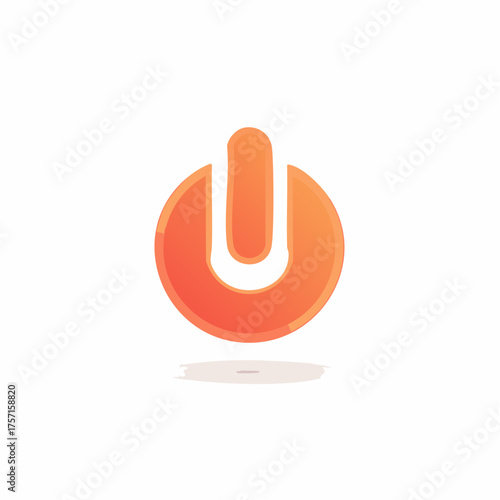 Orange power button symbol with shadow and gradient effect