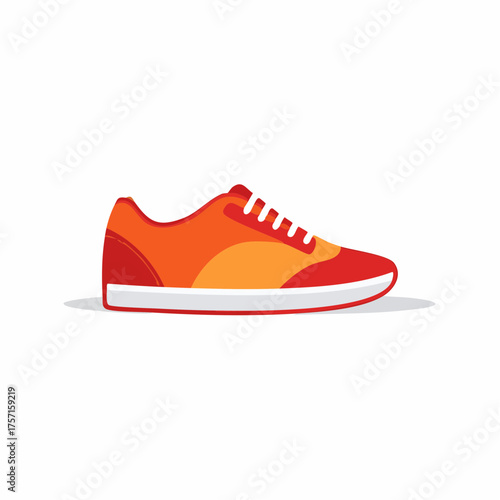 Vibrant red and orange running shoe, featuring white laces and sole, for athletics and active lifestyle imagery.