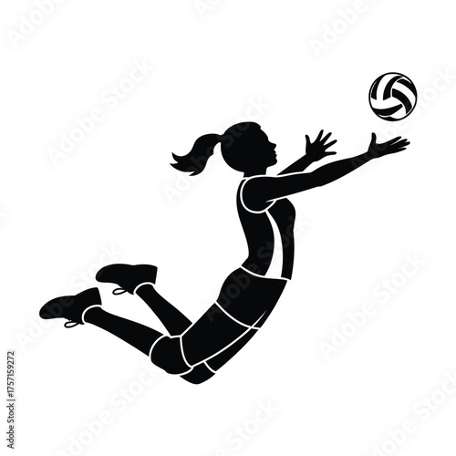 Volleyball player silhouette vector illustration eps graphic scalable icon for sports and recreation silhouette vector illustration white background