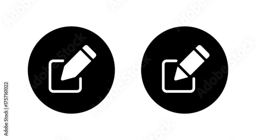 Edit pencil icon. Write and compose symbol in black circle
