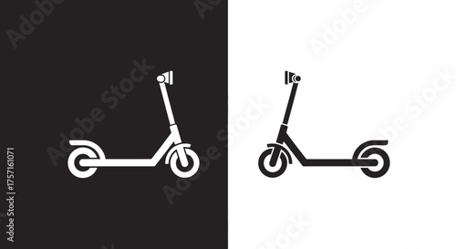 Minimalist Electric Scooter Vector Icon Graphic in Black and White