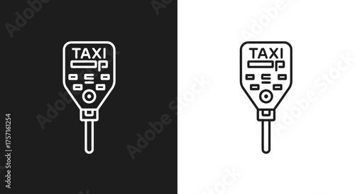 Minimalist Taxi Meter Vector Icon in Modern Black and White Line Art