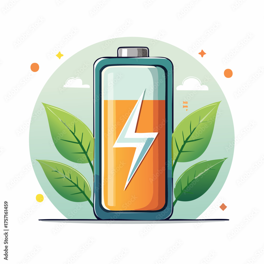 Fototapeta premium Illustration vectorielle minimaliste d’une batterie d’énergie