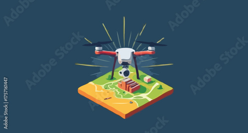 Aerial Vision: An illustration of a drone capturing stunning visuals, highlighting the essence of aerial photography and modern technology
