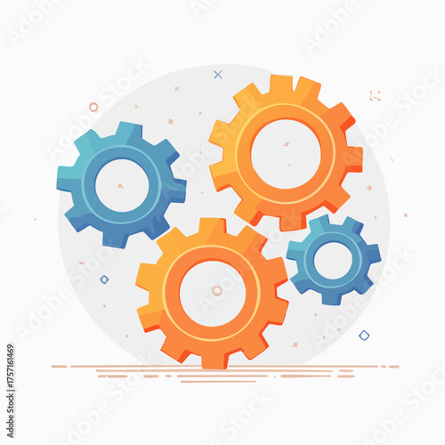 Illustration vectorielle minimaliste de rouages industriels