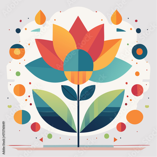 Fleur stylisée en design plat minimaliste