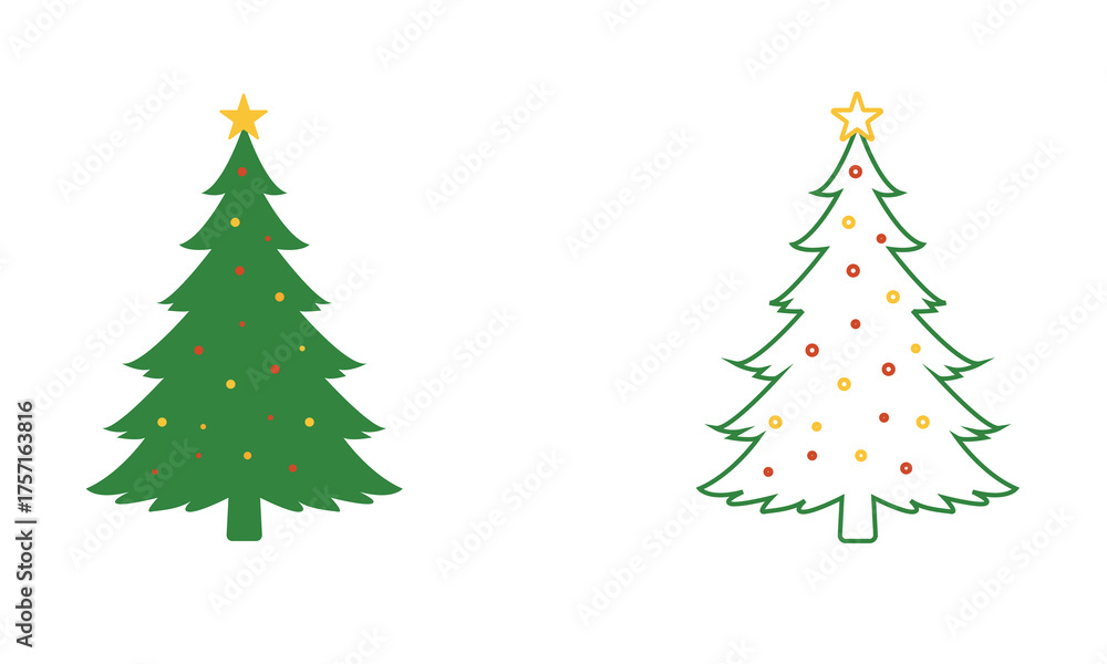 Fototapeta premium Christmas tree icons. Isolated on white background. Vector illustration. EPS 10