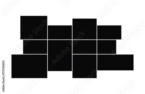 Set of collage for photos or images. Vector template empty frames. Creative mockup. Mood board template. Set of blank moodboard. Pictures on white background. 