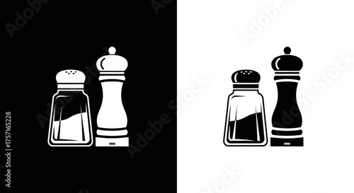 Minimalist Salt and Pepper Shaker Vector Icon for Dining and Restaurant Graphics