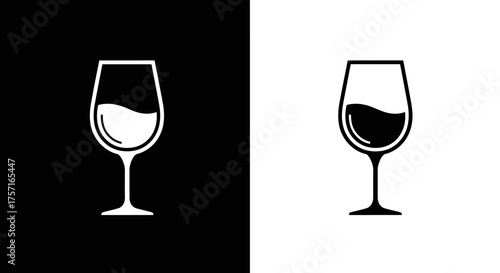 Minimalist Wine Glass Icon Vector Symbol for Bar and Restaurant Menu Design