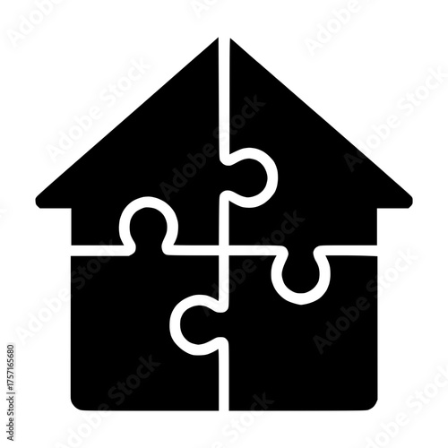 House formed from puzzle pieces symbolizing collaboration, support, and togetherness