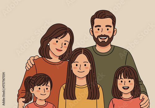 A warm and loving family portrait, showcasing a diverse family with parents and children, celebrating togetherness and joy
