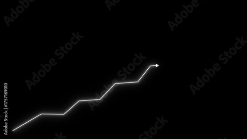 Neon business growth arrow animation. abstract business down to up arrow animation.
