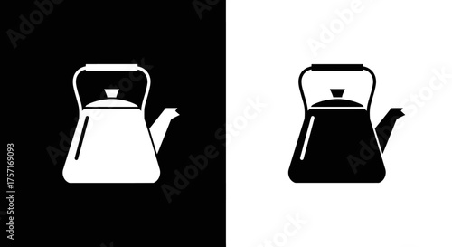 Minimalist Kettle Icon Vector Set in Simple Black and White Silhouette Style