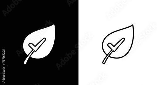 Minimalist Leaf Checkmark Vector Icon Set for Eco and Natural Branding