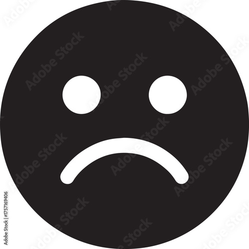 Sad Emoji Face Close Up, Emotional Expression, Digital Art, Rule of Thirds Composition icon logo vector style with white background 1