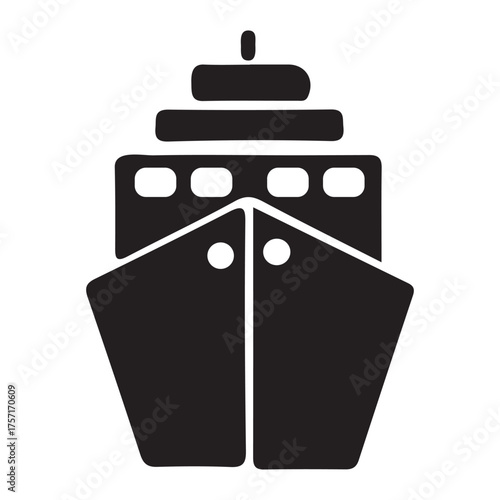 Front view silhouette of a modern cruise ship or large vessel