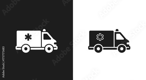 Minimalist Ambulance Icon Vector Set for Emergency Medical and Healthcare Graphics