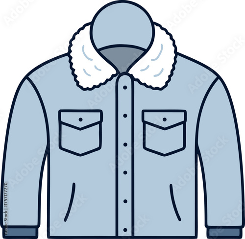 Denim Jacket with Sherpa Collar Front View