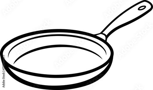 Frying Pan Outline Cookware Vector