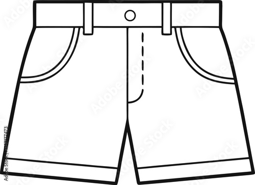 Minimalist Denim Shorts with Belt Loops Vector