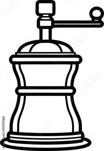 Pepper Grinder Outline Spice Mill Vector