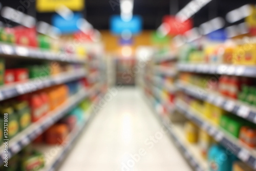 Wallpaper Mural Abstract blur supermarket discount store aisle and product shelves interior defocused background. Torontodigital.ca
