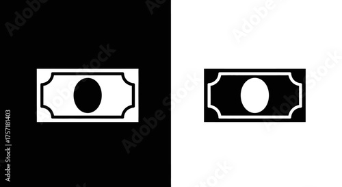 Simple banknote icon in black and white versions.