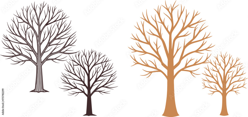 Fototapeta premium Bare winter trees silhouettes for artistic nature scenes and designs