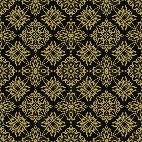 Admirable Gold Pattern on a Black Background.eps