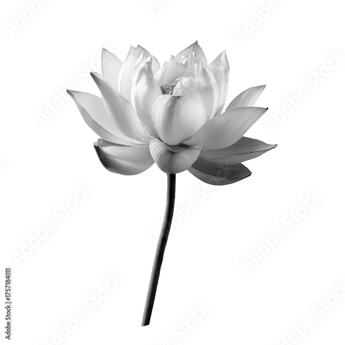 Zen Blossom: A pristine lotus flower, its delicate petals unfurling in a graceful display of purity and tranquility, radiates a serene aura