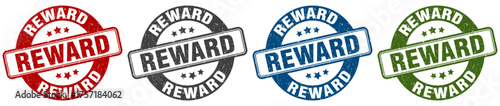 reward stamp. reward round stamp set isolated on white background