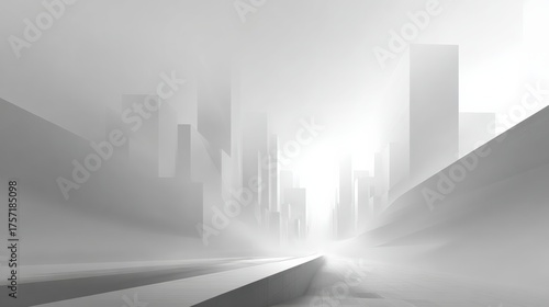 Abstract architectural forms in grayscale urban environment