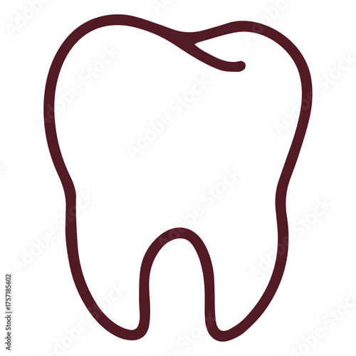 Simple tooth icon in a minimalist outline style. Symbol for a dental clinic, dentist, oral health, or stomatology service. Vector logo element isolated on a white background.