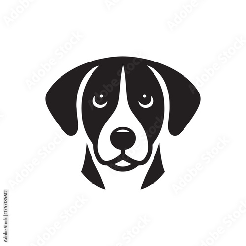 Black dog head silhouette vector illustration on a white background, representing loyalty, strength, and companionship in a clean modern graphic style.