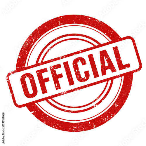 Red official stamp with grunge effect on white background  