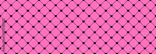 Fotografie Rebellious Emo pop punk seamless vector pattern with black hearts on pink fishnet grid
