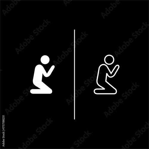 Praying person icon set flat vector illustration