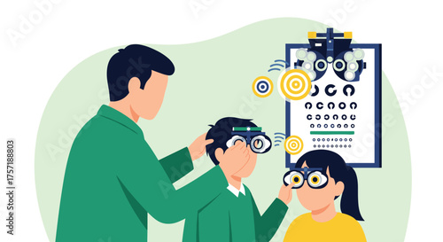 Children Vision Health Exam Eye Care Professional Testing Youngsters Sight