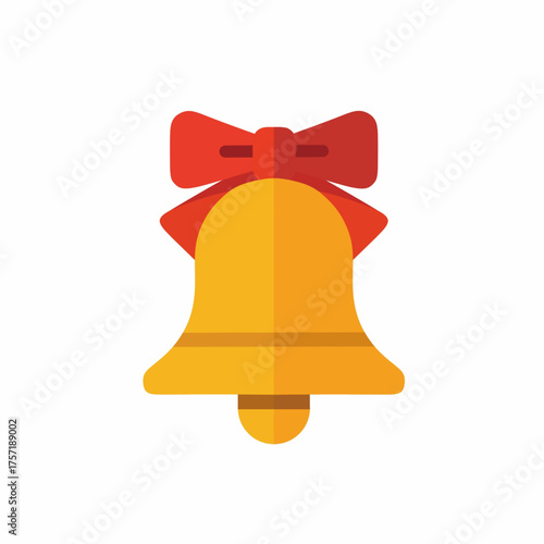 Festive Golden Bell with Red Ribbon for Christmas and Holiday Season