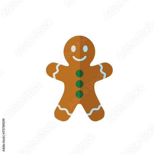 Festive Gingerbread Man Cookie Illustration for Christmas Holiday Season