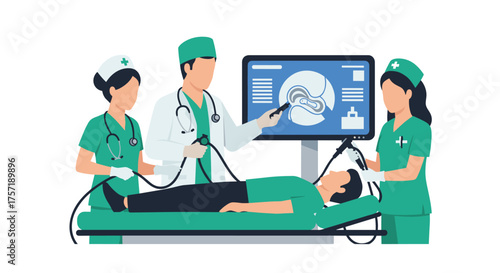 Medical Team Performs Endoscopic Procedure Using Advanced Technology