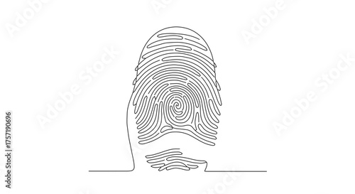 Fingerprint minimalist line art for biometric authentication, secure login systems, digital security websites and technology blogs