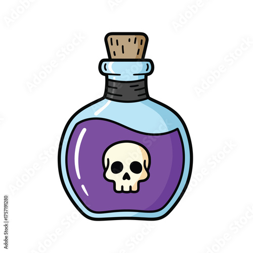 Poison Bottle with Skull Icon - Spooky Halloween Potion