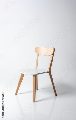 Wallpaper Mural Minimalist chair featuring white seat and wooden structure Torontodigital.ca